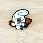 Covered in Cats Funny Cat Lady Enamel Pin White Photo 1