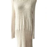 Anthropologie Moth Ivory Ribbed Sweater Tunic Boat Neck Cotton Blend Medium Photo 0