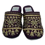 Suzanne Somers Loungewear Collection Slippers Burgundy Gold Beaded House Shoes Size 6 Photo 3