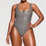 SKIMS Rubbersized Scuba Swim Scoop Neck Onepiece in Gray Chalk, Size XXS Photo 0