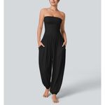 Halara NWT Tube Top Style Side Pocket Jumpsuit  SIZE S. Haram style. Stretchy! Photo 1