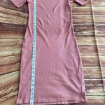 Love j Women Short Sleeve Round Neck Pink Ribbed Knit Bodycon Dress Size Medium Photo 6
