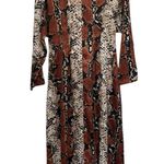 Mango Snake Print Satin Button-Down Maxi Dress - Size 6 Photo 4