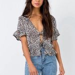 Princess Polly Arman Animal Print Cropped Tie Top Ruffle Hem Size 6 Photo 0