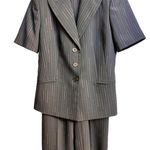 Kasper Petite Women’s Two Piece Striped Short Sleeves Suit Size 2P Black Sk2156 Photo 2