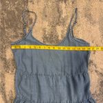 Women’s Denim Ruffle Dress with adjustable straps Blue Photo 3
