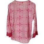 Roberta Roller Rabbit Women's XS Pink Floral Cotton Fringe Peasant Top Photo 1