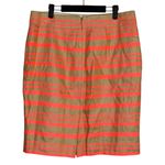 J.Crew Delfine Woven Weave Striped Straight Pencil Knee Skirt Slit 12 Tan Pink Photo 5