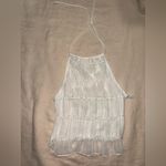 SheIn White Halter Neck Smocked Top Photo 2