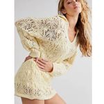 Free People Butter Yellow Elton Mini Dress Crochet Size XL Photo 11