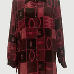 Vintage Maroon and Black Button‎ Front Blouse Sz L Red Size L Photo 0