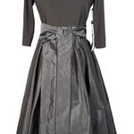 Adrianna Papell Black Fit & Flare Dress 4 Taffeta Midi Bow Waist Rhinestone Photo 0