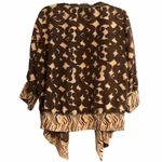 Lynn Ritchie 100% Silk Animal Print Ikat Cardigan Size Small Brown Photo 1