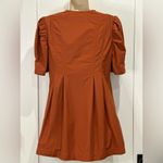 Free People  Adela Tunic Mini Dress Tie Front Puff Sleeve Brick Orange Small Photo 4