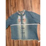 Chico's Design Embroidered Denim Jacket Floral Frog Closure Boho Size 3 Photo 4