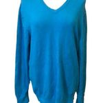JCPenney JCP large bright aqua turquoise blue long sleeve v Photo 0