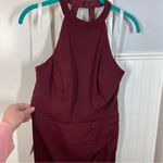 Azazie Galicia Burgundy Cabernet Mermaid Maxi Dress with Halter Neck sz A12 NWT Photo 2