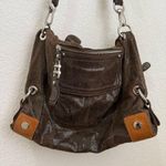 Vintage B. MAKOWSKY Two Tone Brown Genuine Leather Slouchy Satchel Crossbody Photo 7