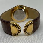 Avon women gold brown tone watch 33mm round case quartz cuff bangle running Photo 3