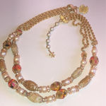 Vendome Vintage Gold Tone Shimmer Beads Beaded Double Strand Necklace Photo 3