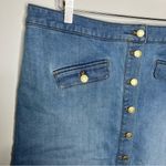 Talbots knee length denim skirt button front size 14 Photo 1
