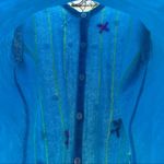 Quacker Factory blue cardigan spring flowers embroidered embellished MEDIUM Photo 6