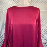 Bar III  Bell Sleeve Ruffled‎ Shift Dress in Berry Photo 3