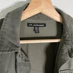 ZARA  Trafaluc TRF‎ Olive Oversized Shirt Dress w/ Frill Ruffle Small Lagenlook Photo 3