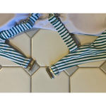Beachsisi Medium (both top & bottom) Green & White Striped Bikini Photo 7