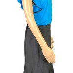 T Tahari Womens Midi Skirt Bramble Ruffle Hem Tulle Trim Career Black Size 4 Photo 2