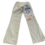 Miss Me  Tan Cream USA Embroidered Bootcut Flare Pants Size Medium Y2K 2000s Photo 3