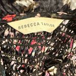 Rebecca Taylor  Ruffled Long Sleeve Silk Smocked High Neck Black Floral Dress Photo 8