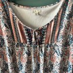 Est 1946 Women's 18/20 W Blue Peach V Neck Peasant Bell Sleeve Boho Drop Waist Pink Size 18W Photo 2