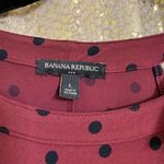 Banana Republic  Burgundy Black Polka Dot Jersey High Tie Neck Top Large Photo 3