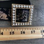Vintage Tapestry Belt Womens Small Pearl Square Buckle Floral Made USA 90s‎ Black Photo 6