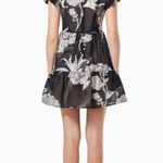 Elliatt NWT Picard Floral Jacquard Mini Dress in Black Silver/Gold Size Small Photo 8