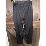 H&M  NEW Pants Womens 12 Black Retro High Ruffle Waist Sash Belt Relaxed Wide Leg Photo 5