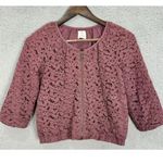 Anthropologie Pins & Needles Jacket Womens XS Pink Floral Lace Zip Dainty Boho Photo 0