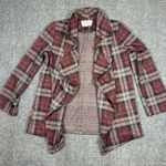 BB Dakota Poncho Cardigan Womens L Plaid Long Sleeve Open Front Photo 0