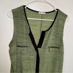 Ava James  Sleeveless Split Neck Blouse Green Marled Photo 3