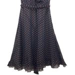 MSK Dress Size 4 Polka Dot Navy Pink Faux Wrap Ruffle Midi Short Sleeve Blue Photo 8