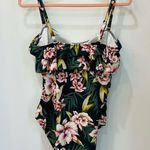 Kona Sol  Womens Green Floral Leaf Print One Piece Swim Suit Size Medium Photo 1