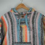Earth Ragz  Drug Rug Mexican Poncho Baja Hoodie Sweatshirt Pastel M Hippie Boho Photo 3