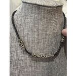 Chocker On Black Leather With 3 Pieces In Design. 16” Long Photo 2