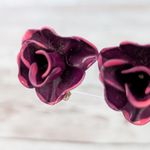 Vintage Clip On Earrings Large 3D Flower Magenta/Fuchsia Tones Photo 5