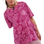 Free People NWOT We The Free Nina Printed Tee Shirt in Magenta Combo XS Photo 0