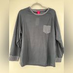 Isaac Mizrahi  Charcoal Grey and White Striped Top Pajama Set Photo 3