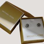 Michael Kors MK Logo Design Stud Kors Earrings In Original Box Silver tone Photo 1