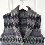 Lauren Ralph Lauren Purple Grey Fair Isle Lambswool Button Sweater Vest Large Photo 1