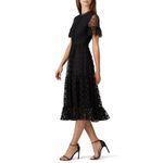 Saloni Andie Black Polka Dot Mesh Short Sleeve Cocktail Midi Dress Size 6 Photo 1